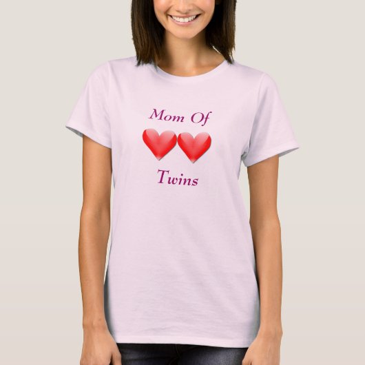 Mam van tweelingen Shirt met dubbel hart (Voorkant)