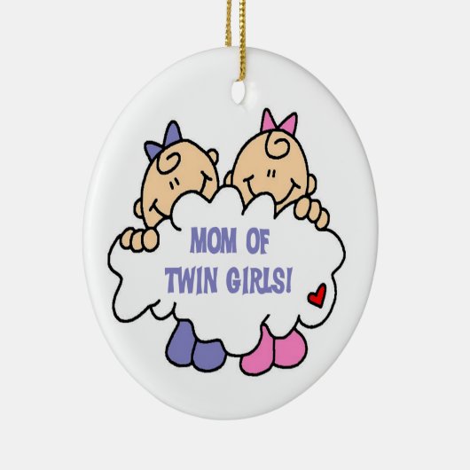 Mam van Twin Girls T-shirts en cadeautjes Keramisch Ornament (Rechts)