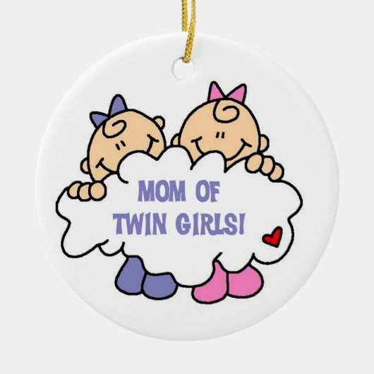 Mam van Twin Girls T-shirts en cadeautjes Keramisch Ornament (Voorkant)