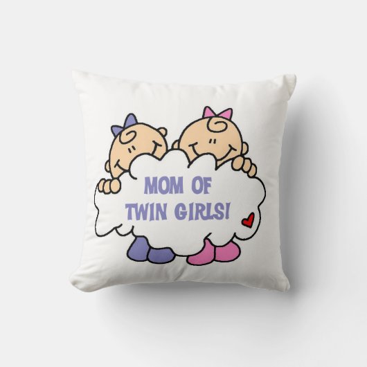 Mam van Twin Girls T-shirts en cadeautjes Kussen (Voorkant)