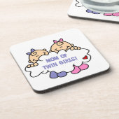 Mam van Twin Girls T-shirts en cadeautjes Onderzetter (Linkerzijde)
