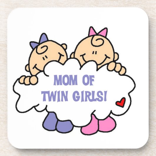 Mam van Twin Girls T-shirts en cadeautjes Onderzetter (Voorkant)