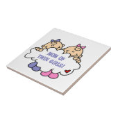 Mam van Twin Girls T-shirts en cadeautjes Tegeltje (Zijkant)