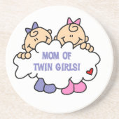 Mam van Twin Girls T-shirts en cadeautjes Zandsteen Onderzetter (Voorkant)