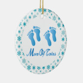 Mam van Twins Blue Footprint Keepomwille Gift Keramisch Ornament (Rechts)