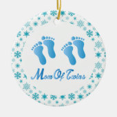 Mam van Twins Blue Footprint Keepomwille Gift Keramisch Ornament (Voorkant)