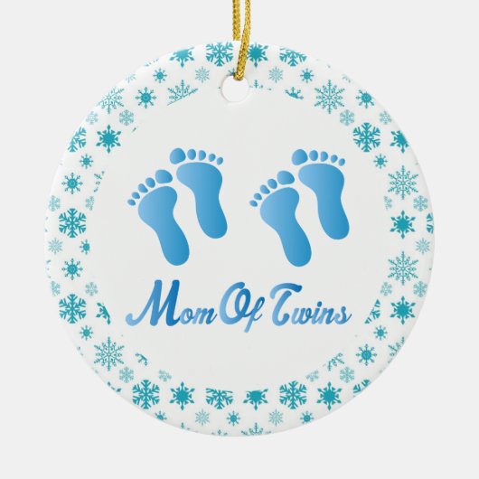 Mam van Twins Blue Footprint Keepomwille Gift Keramisch Ornament (Voorkant)