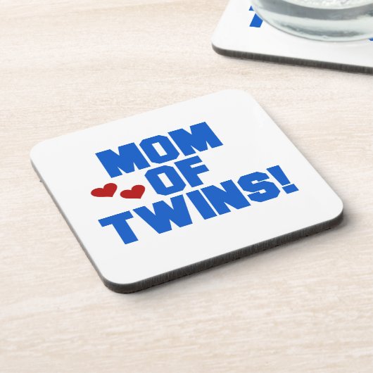 Mam van Twins Blue Text Gifts Drankjes Onderzetter (Linkerzijde)