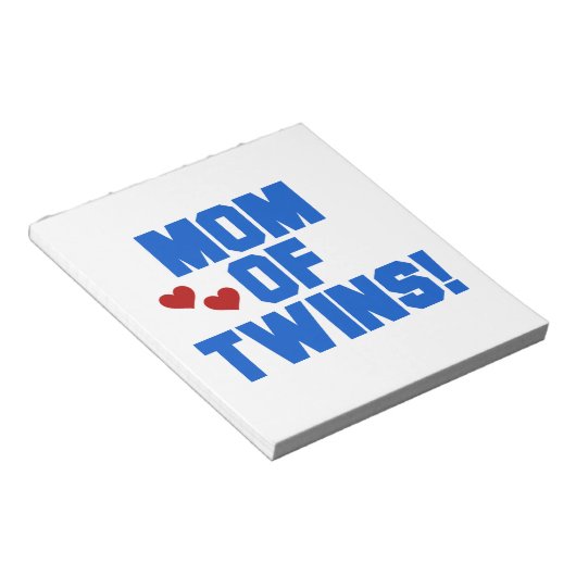 Mam van Twins Blue Text Gifts Notitieblok (Schuin)