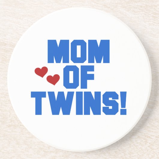 Mam van Twins Blue Text Gifts Zandsteen Onderzetter (Voorkant)
