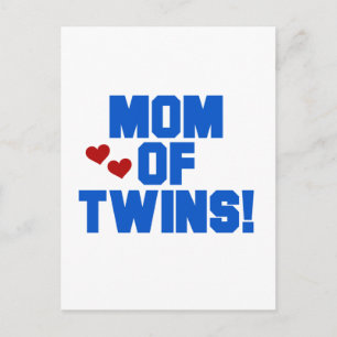 Mam van Twins-Blue Text Tshirts en Gifts Briefkaart