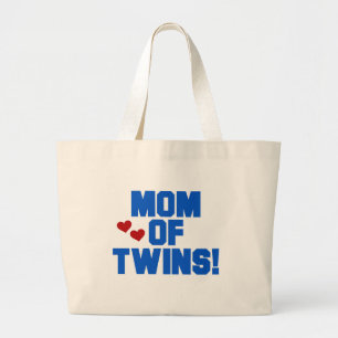 Mam van Twins-Blue Text Tshirts en Gifts Grote Tote Bag