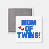 Mam van Twins-Blue Text Tshirts en Gifts Magneet (Voorkant / Achterkant)