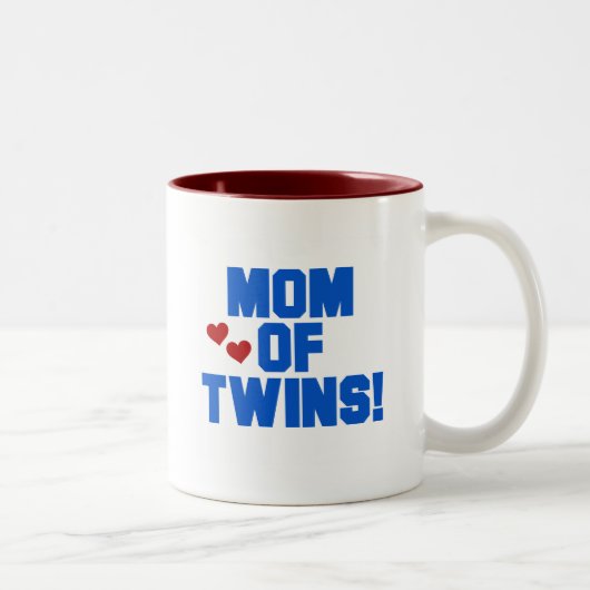 Mam van Twins-Blue Text Tshirts en Gifts Tweekleurige Koffiemok (Rechts)