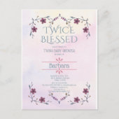 Mam van Twins Gender onthullen Uitnodiging: Boho W Uitnodiging Briefkaart (Voorkant)