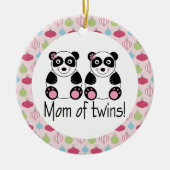 Mam van Twins Panda Kerstkeepomwille Ornament (Voorkant)