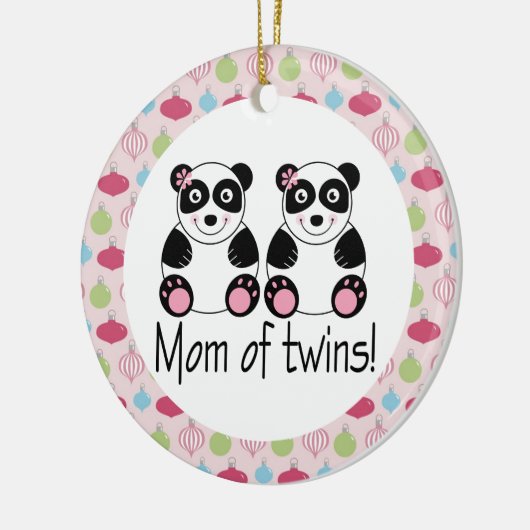Mam van Twins Panda Kerstkeepomwille Ornament (Links)