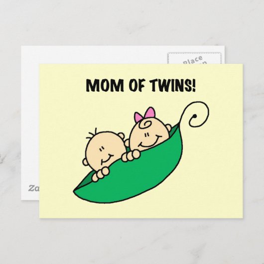 Mam van Twins-Peas in een pod-shirt en cadeaus Briefkaart (Voorkant / Achterkant)