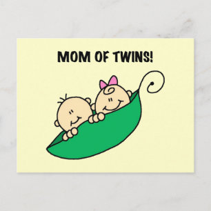 Mam van Twins-Peas in een pod-shirt en cadeaus Briefkaart