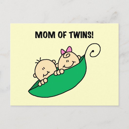 Mam van Twins-Peas in een pod-shirt en cadeaus Briefkaart (Voorkant)