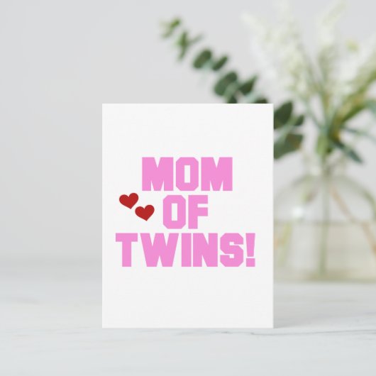 Mam van Twins-roze tekentshirts en cadeautjes Briefkaart (Staand voorkant)