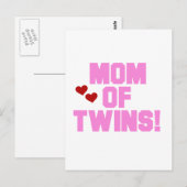 Mam van Twins-roze tekentshirts en cadeautjes Briefkaart (Voorkant / Achterkant)