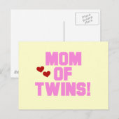 Mam van Twins-roze tekentshirts en cadeautjes Briefkaart (Voorkant / Achterkant)