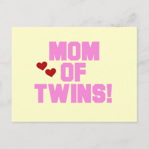 Mam van Twins-roze tekentshirts en cadeautjes Briefkaart