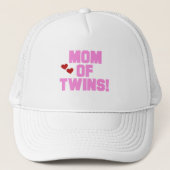 Mam van Twins-roze tekentshirts en cadeautjes Trucker Pet (Voorkant)
