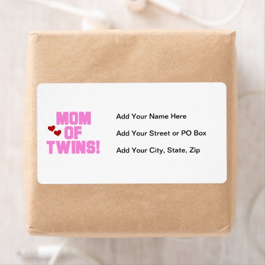 Mam van Twins roze tekstcadeaus Etiket (Insitu)