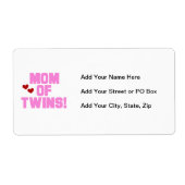 Mam van Twins roze tekstcadeaus Etiket (Voorkant)