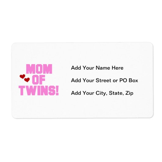 Mam van Twins roze tekstcadeaus Etiket (Voorkant)