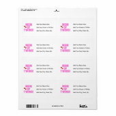 Mam van Twins roze tekstcadeaus Etiket (Full Sheet)