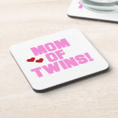Mam van Twins roze tekstcadeaus Onderzetter (Linkerzijde)