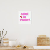 Mam van Twins roze tekstcadeaus Poster (Keuken)
