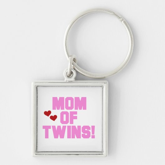 Mam van Twins roze tekstcadeaus Sleutelhanger (Voorkant)