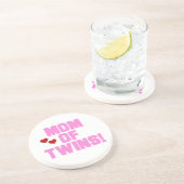 Mam van Twins roze tekstcadeaus Zandsteen Onderzetter (Zijkant)