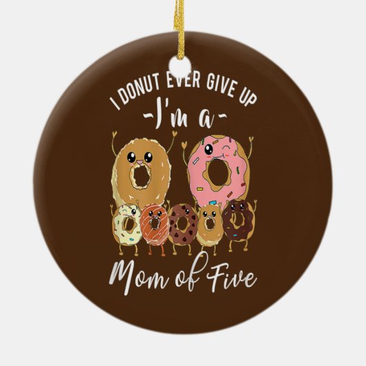 Mam van vijf mememenstaart mam van 5 Moederdag Fun Keramisch Ornament (Achterkant)