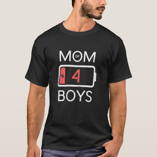 Mam van vrouwen van 4 jongens met lage batterijopl t-shirt (Voorkant)