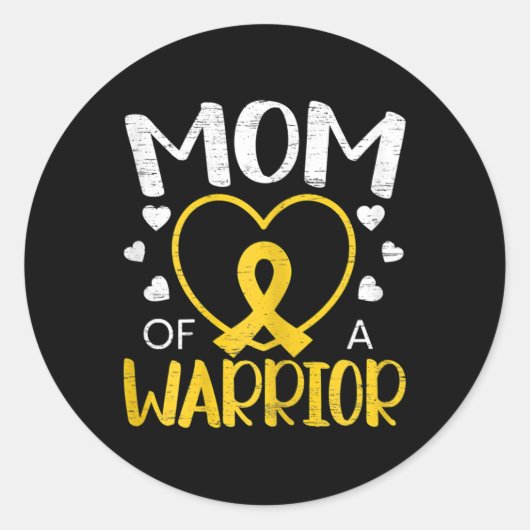 Mam van Warrior Childhood Cancer Awareness Maand Ronde Sticker (Voorkant)