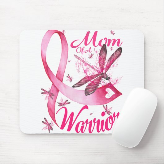 Mam van Warrior Dragonfly Borst Cancer Awareness Muismat (Met muis)