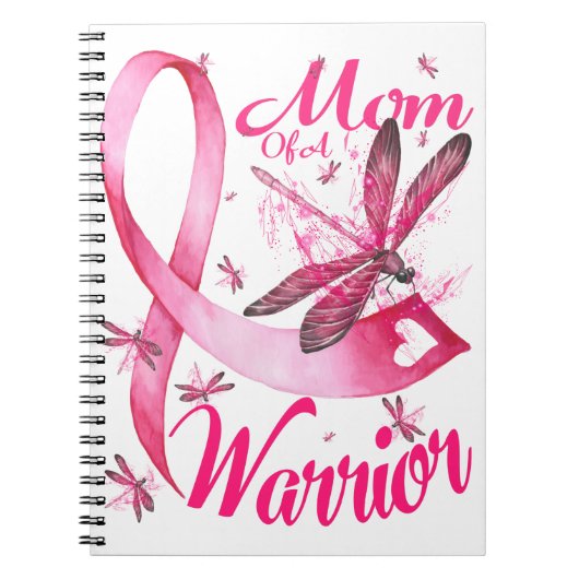 Mam van Warrior Dragonfly Borst Cancer Awareness Notitieboek (Voorkant)