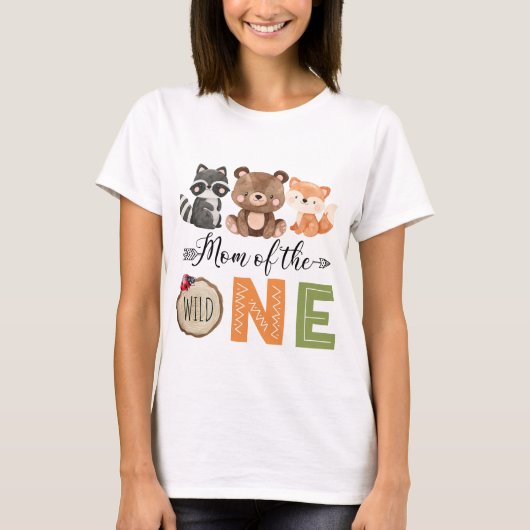 Mam van Wild One Woodland Anamals Birthday T-shirt (Voorkant)