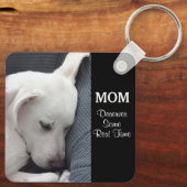 Mam verdient een rusttijd witte puppy Dog Sleutelhanger (Achterkant)