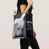 Mam verdient een rusttijd witte puppy Dog Tote Bag (Dichtbij)