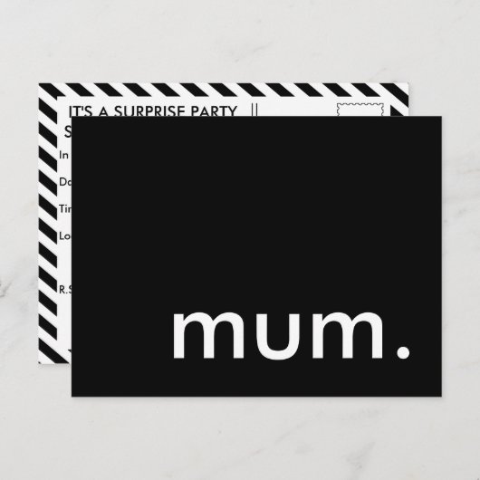 mam. verrassingsfeest uitnodiging briefkaart (Voorkant / Achterkant)