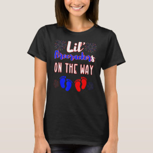 Mam verwacht tweeling aankondiging 4 juli t-shirt