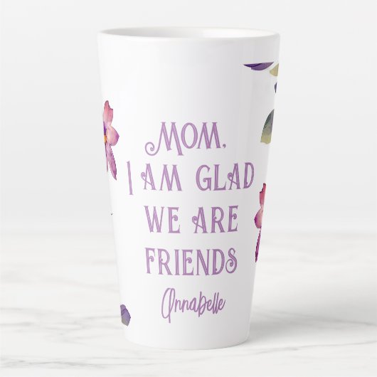 Mam Violet "Blij dat we zijn vrienden" Latte Mok (Voorkant)