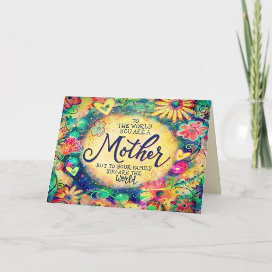 Mam voor je familie ben jij de wereld citaat kaart (Voorkant)