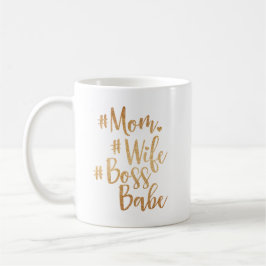 Mam. Vrouw, baas Babe Trendy Gold Brush Script Koffiemok